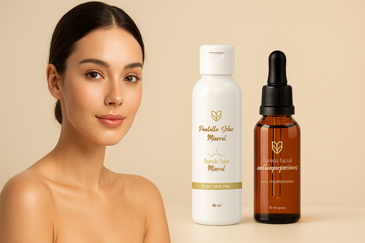 COMBO PERFECTO PARA UNA PIEL RADIANTE  TÓNICO ANTI-IMPERFECCIONES + PANTALLA SOLAR LB